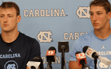 UNC's Max Johnson and Will Hardy address the media on Saturday night following their defeat to UCF.